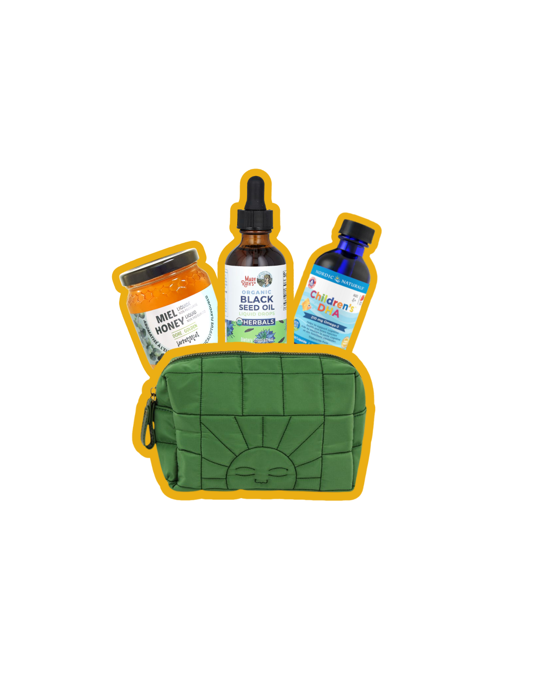 trousse de soin naturelle miel omega 3 huile de nigelle pour enfant