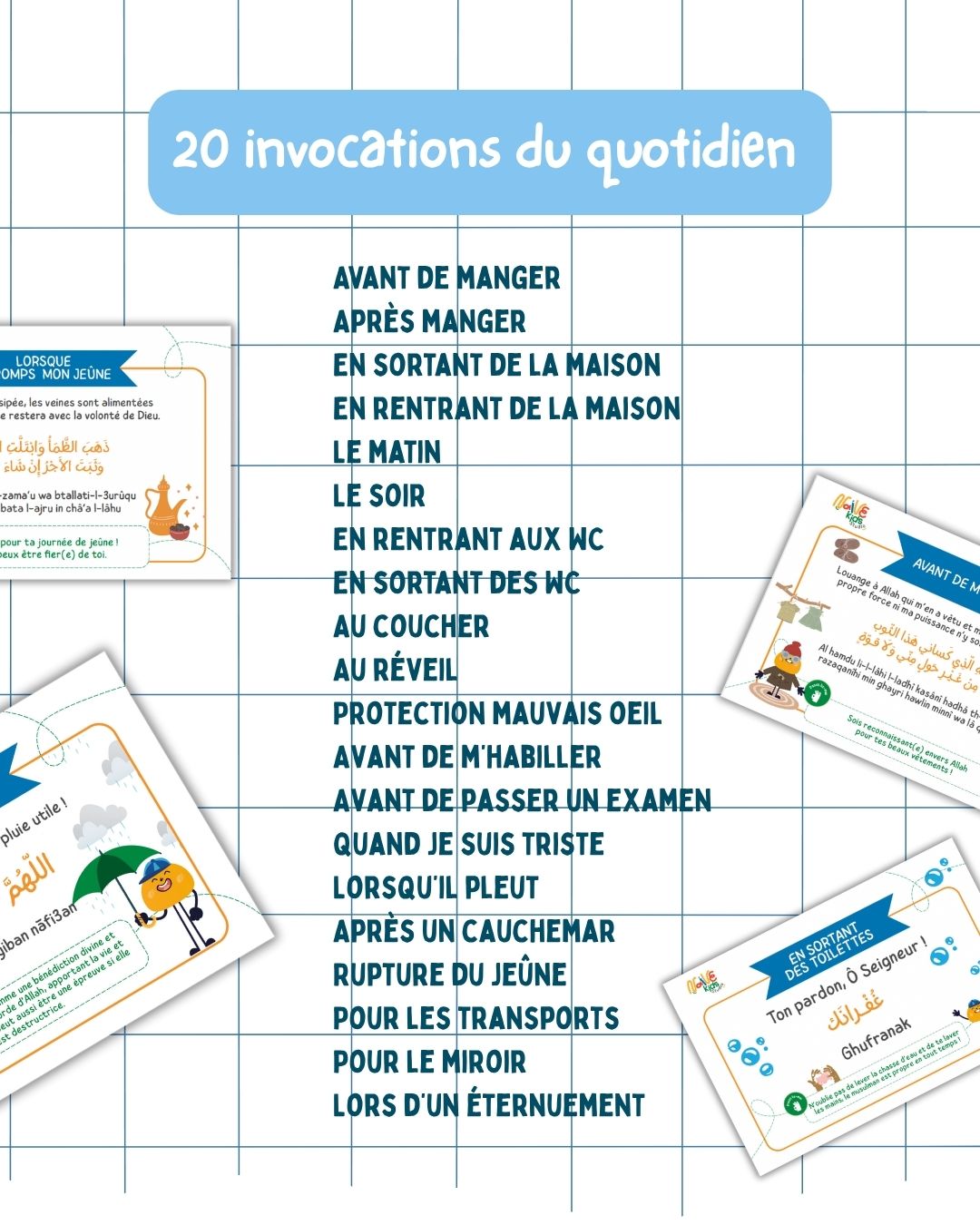 kit de cartes de douas pour enfants musulmans 