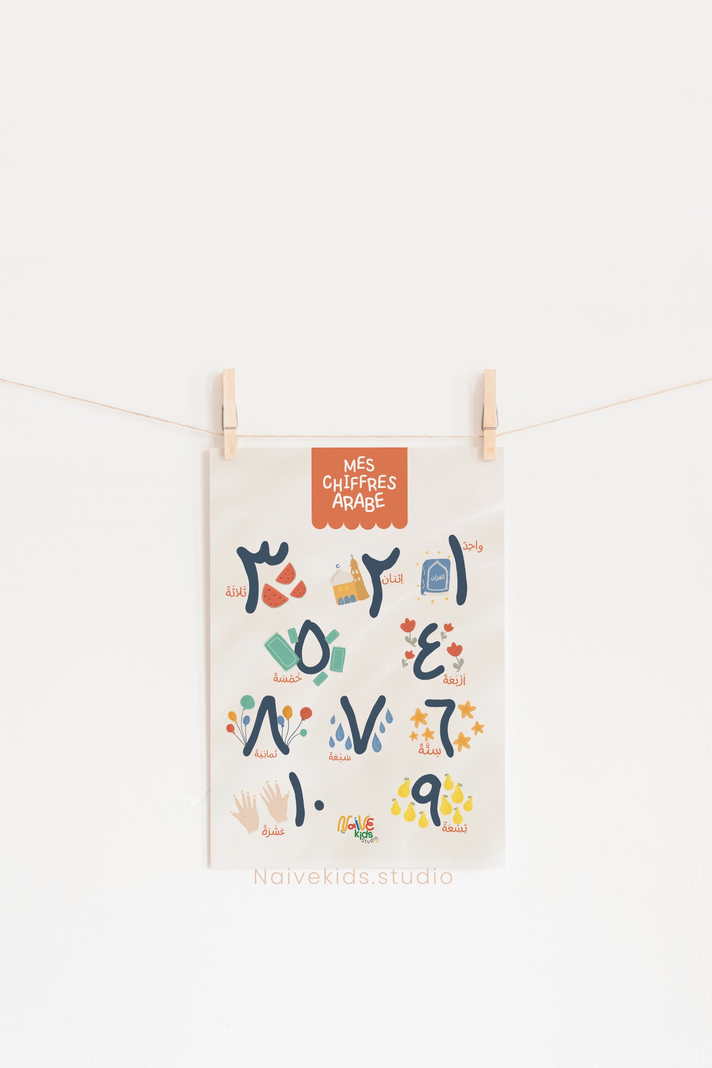 Affiche PDF des chiffres arabe de 1 à 10