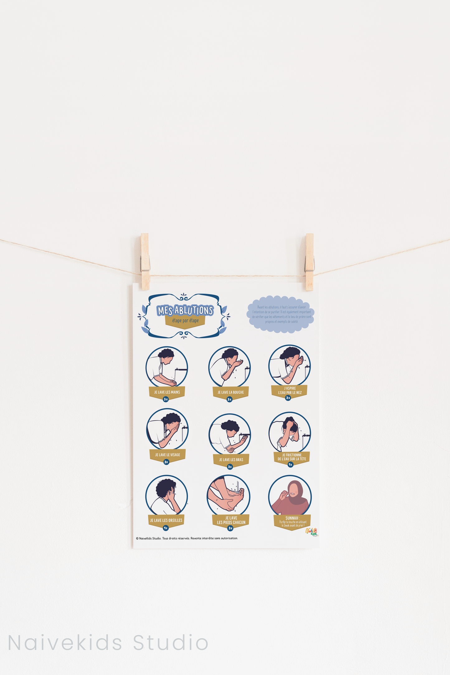 Affiche pour apprendre les étapes des ablutions PDF